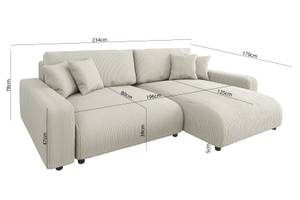 Hildegarde Ecksofa mit Bettfunktion Beige - Ecke davorstehend rechts