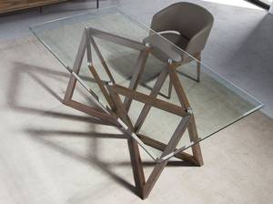 Esstisch aus Glas und Nussbaumholz Braun - Massivholz - Holzart/Dekor - 180 x 75 x 90 cm