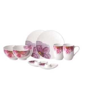 Frühstücks-Set Rose Garden 8-teilig Pink - Weiß - Ton - Porzellan - 28 x 22 x 38 cm