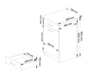 Meuble de Cuisine bas OLIWIA 50 1T 1S Gris minéral - Blanc