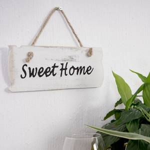 Wandschild Sweet Home Shabby-Look Weiß - Holzart/Dekor - Holz teilmassiv - 25 x 10 x 1 cm