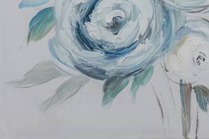 Acrylbild handgemalt Duftende Rosen Blau - Weiß - Massivholz - Textil - 60 x 60 x 4 cm