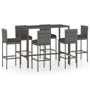 Bar-Set (7-teilig) 3008722-3 Grau - Kunststoff - Polyrattan - 60 x 110 x 130 cm