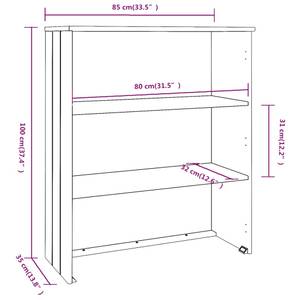 Highboard-Oberteil DE4032 Grau - Massivholz - 35 x 100 x 85 cm