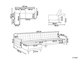 Modulsofa ABERDEEN Graphit - Grau - Silber - Breite: 347 cm