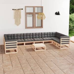 Salon de jardin (lot de 11) 3009778-2 Gris - Bois