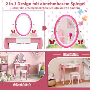 Kinder-Schminktisch HY10184WH Pink - Holzwerkstoff - 34 x 100 x 60 cm