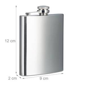 4 x Flachmann Braun - Silber - 12 x 13 x 8 cm - Metall - Kunststoff