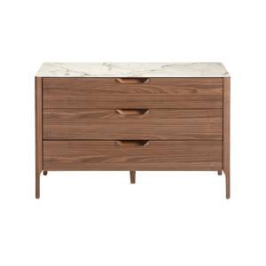 Kommode Nussbaum Fiberglas Marmoreffekt Braun - Weiß - Porzellan - Massivholz - Stein - Holzart/Dekor - 120 x 80 x 45 cm