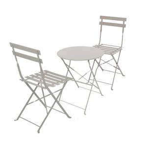 Set bistrot pliant acier 2 places taupe Taupe