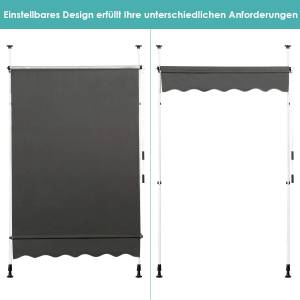 Klemmmarkise Balkonmarkise Grau - Metall - 395 x 300 x 125 cm