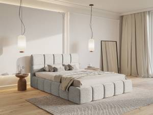 Bett mit Polsterrahmen CLOUDY Aschgrau - Breite: 180 cm
