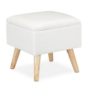 Tabouret avec espace de rangement Marron clair - Blanc