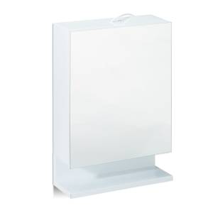 Armoire de Toilette 1Porte Miroir Prise Blanc - Verre - Métal - 35 x 55 x 12 cm