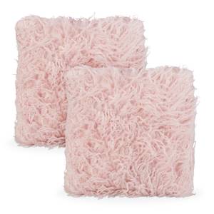 2 x flauschige Kissen rosa Pink - Metall - Textil - 40 x 35 x 14 cm