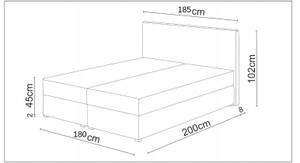 Boxspringbett KIMBOSS 180x200 Cosmic 118 Grau - Holzwerkstoff - 185 x 102 x 208 cm