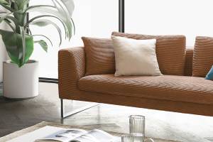 Sofa ARIAN Cord Metallkufe chrom Braun - Breite: 210 cm