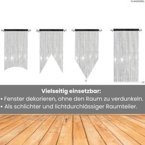 Fadenvorhang mit Lurex schwarz-silber Schwarz - Textil - 90 x 1 x 245 cm