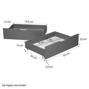 Bettkasten 2er Set 2197 Grau - Massivholz - Holzart/Dekor - 82 x 22 x 53 cm