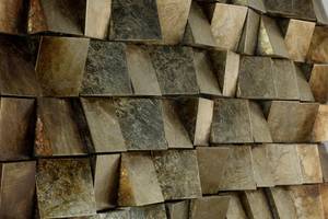 Wandbild 3D Lied der Felsen Braun - Silber - Kunststoff - Holz teilmassiv - 104 x 62 x 9 cm