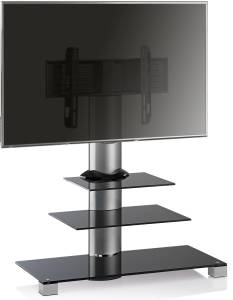 TV-Standfuß Amalo Schwarz - Glas - Metall - 100 x 107 x 44 cm