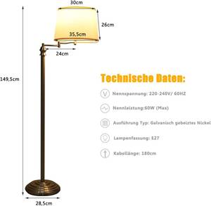 Stehlampe Standleuchte Beige - Metall - 64 x 150 x 64 cm