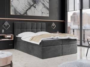 Boxspringbett mit Topper ARTENO Dunkelgrau - Breite: 180 cm - H3