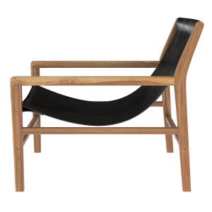 Fauteuil Apache Noir - Cuir véritable - 64 x 78 x 73 cm