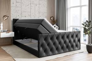 Boxspringbett AMAY KING Hochglanz Schwarz - Breite: 120 cm