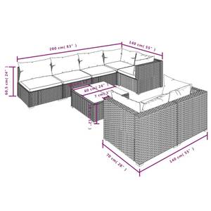 Garten-Lounge-Set (8-teilig) 3013637-6 Braun - Grün - Metall - Polyrattan - 60 x 30 x 60 cm