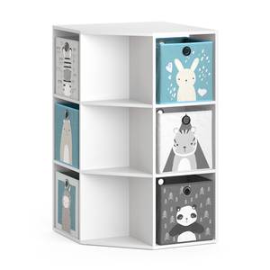 Eckregal „Luigi“ Weiß mit Faltboxen Weiß - Holz teilmassiv - 64 x 107 x 64 cm