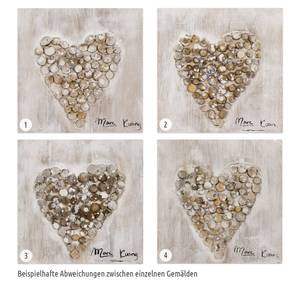 Acrylbild handgemalt Heart-warming Braun - Massivholz - Textil - 30 x 30 x 4 cm