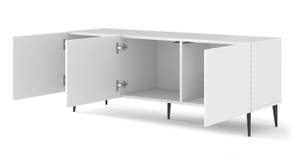 Meuble TV RavennaC 150x42x56 Noir - Blanc brillant - Blanc