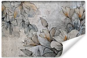 Papier Peint FLEURS Béton Style Vintage 270 x 180 x 180 cm