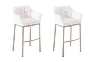 Tabouret de bar DAMASO Lot de 2 Blanc - Argenté