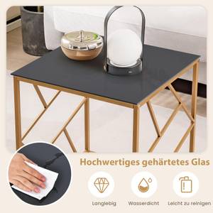 Beistelltisch JV11205BK Gold - Glas - 50 x 55 x 50 cm