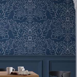 Vliestapete Silchester Blau - Papier - Kunststoff - Textil - 52 x 52 x 1000 cm