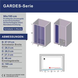 Duschtür Schiebetür Duschwand Breite: 90 cm