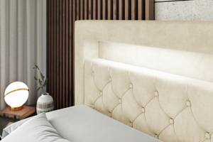 Boxspringbett - NOEL GOLD - LED Beige - Breite: 160 cm - H4