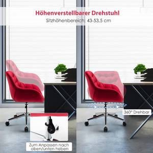 Bürostuhl mit Samtbezug Rot - Metall - Textil - 61 x 91 x 61 cm