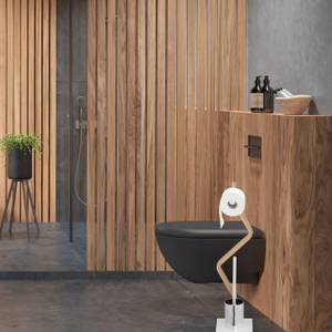 WC Garnitur stehend weiß Braun - Silber - Holzwerkstoff - Metall - 19 x 75 x 19 cm