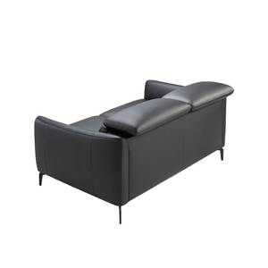 Canapé 2 places en cuir et acier noir Noir - Cuir véritable - Textile - 157 x 94 x 100 cm