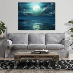 Leinwandbild Meer Mond Nacht Landschaft 60 x 40 x 2 cm