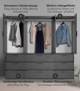 Kleiderschrank Der Grenzenlose I Anthrazit - Breite: 210 cm