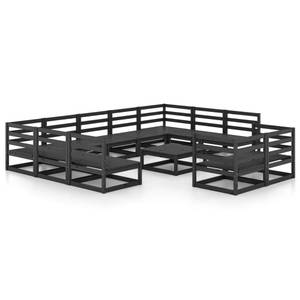 Salon de jardin (lot de 12) 3009766-2 Noir - Bois massif - Bois/Imitation - 70 x 30 x 70 cm