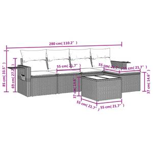 Gartensitzgruppe K4936(6-tlg) Schwarz - Massivholz - 69 x 62 x 55 cm