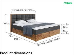 Boxspringbett Lofty 1 Schwarz - Breite: 149 cm - H3