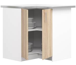 Meuble de Cuisine bas LIMA 90 Marron - Blanc - Bois manufacturé - 84 x 86 x 45 cm