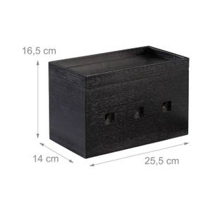 Boîte à câbles en bambou noir Noir - Bambou - 26 x 17 x 14 cm