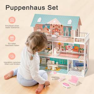 Puppenhaus WoodyFuny Pink - Holzwerkstoff - Kunststoff - 10 x 62 x 45 cm